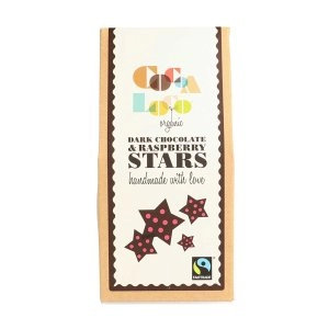 Image of Cocoa Loco Organic Dark Chocolate Raspberry Stars 100g
