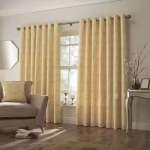 Image of Paoletti Horto Eyelet Curtains (90in x 90in) (Ochre Yellow) - Ochre Yellow