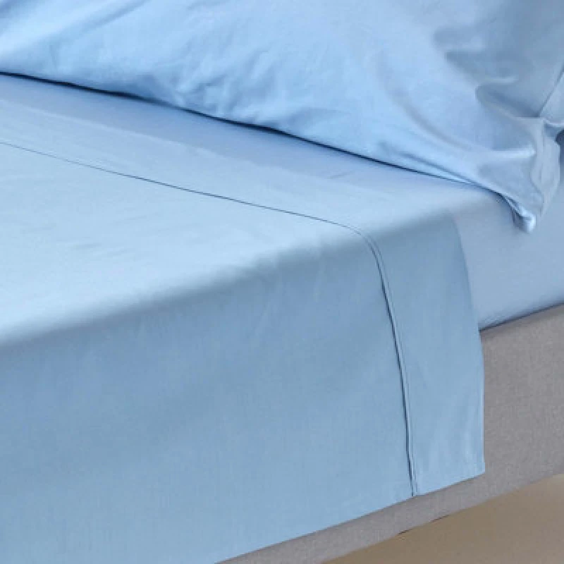 Image of Homescapes Blue Egyptian Cotton Flat Sheet 200 Tc, Double