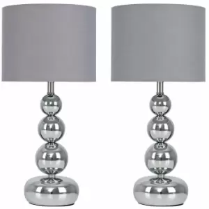 Image of Minisun - 2 x Table Lamps Bedside Lights - Grey - No Bulb
