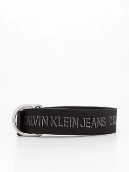 Image of Calvin Klein Jeans Slider D-ring Webbing Belt - Black, Size 85 Cms, Men