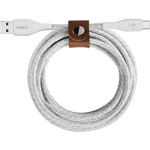 Image of Belkin DuraTek Plus USB-C to USB-A Cable with Strap 1.2m - Brand New - White