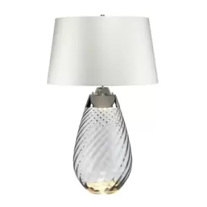 Image of Table Lamp Off White Shade & Smoke tinted Glass LED E27 60W d01885