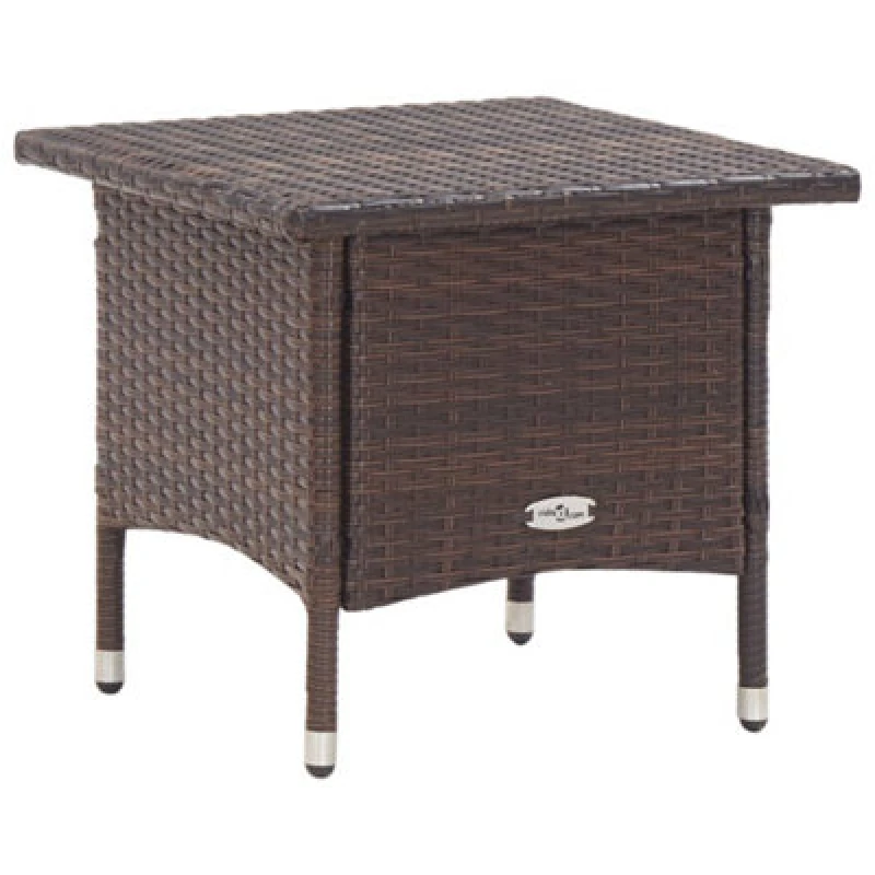 Image of vidaXL Tea Table Brown Poly Rattan Outdoor Garden Backyard Patio Deck Tables