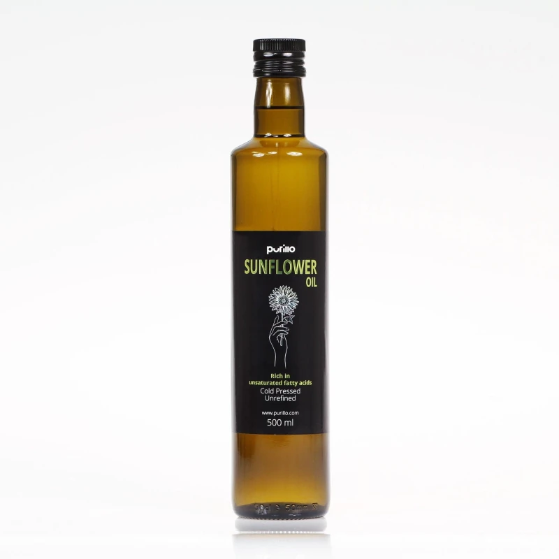 Image of Purillo Raw Cold Pressed Unrefined Sunflower oil 500 ml Yellow unisex