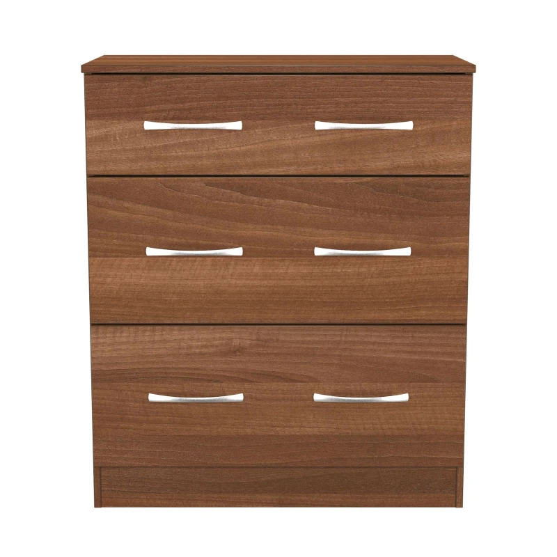 Image of Hampshire 3 Drawer Deep Chest Of Drawers In Noche Walnut (Ready Assembled)