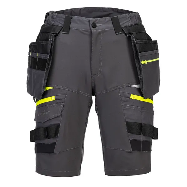Image of Portwest DX4 Mens Detachable Holster Pocket Shorts DX444MGR46 Colour: Metal Grey