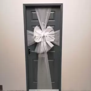 Image of Samuel Alexander - Luxury Indoor Outdoor diy White Net Christmas Door Bow with Diamante Centre