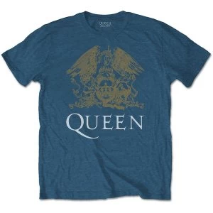 Image of Queen - Crest Mens Small T-Shirt - Indigo Blue