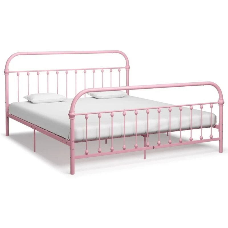 Image of VIDAXL 284515 Bed Frame without Mattress Pink Metal 180x200cm Super King Vidaxl 284515