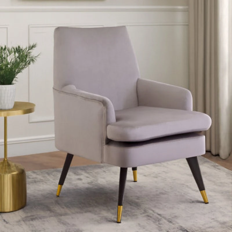 Image of Orsina Mink Velvet Armchair, Built To Last Lounge Chair, Easy To Maintain Velvet Chair, Reliable Armchair