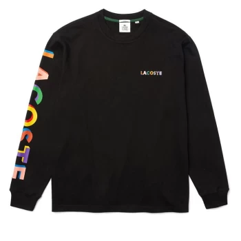 Image of Lacoste Multi Word Long Sleeve Sweatshirt - Black 031
