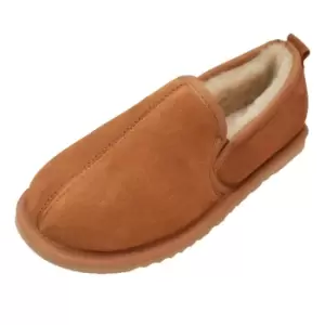 Image of Eastern Counties Leather Mens Sheepskin Lined Hard Sole Slippers (8 UK) (Chestnut)