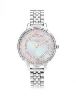 Image of Olivia Burton Wonderland White Mother Of Pearl Dial & Silver Bracelet Watch