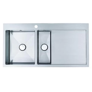 Image of Wickes Urbane 1.5 Bowl Rhd Kitchen Stainless Steel Sink and Drainer