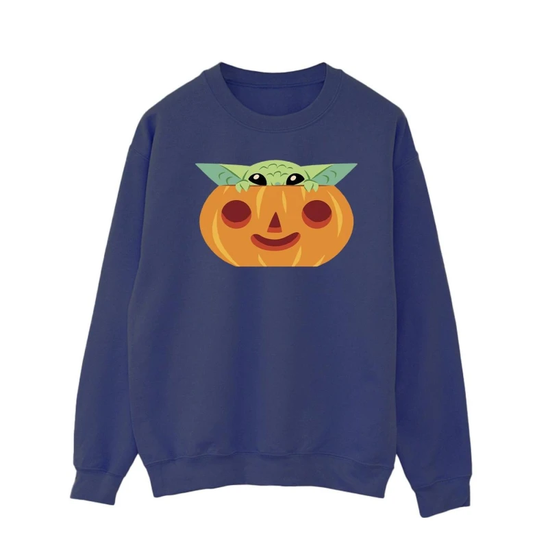 Image of Star Wars Star Wars Men Grogu Pumpkin Sweatshirt in Navy Size: Small Navy S Male 5063376693363