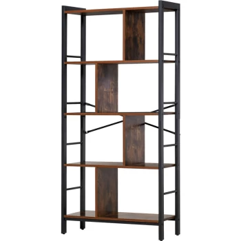Image of 4-Tier Industrial Multi-Unit Storage Display Bookcase Vintage Shelf7 - Homcom