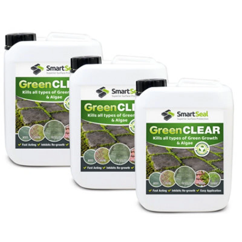Image of Smartseal Green Clear, Lichen And Algae Killer For Roofs, Driveways And Patios, 3 X 5L