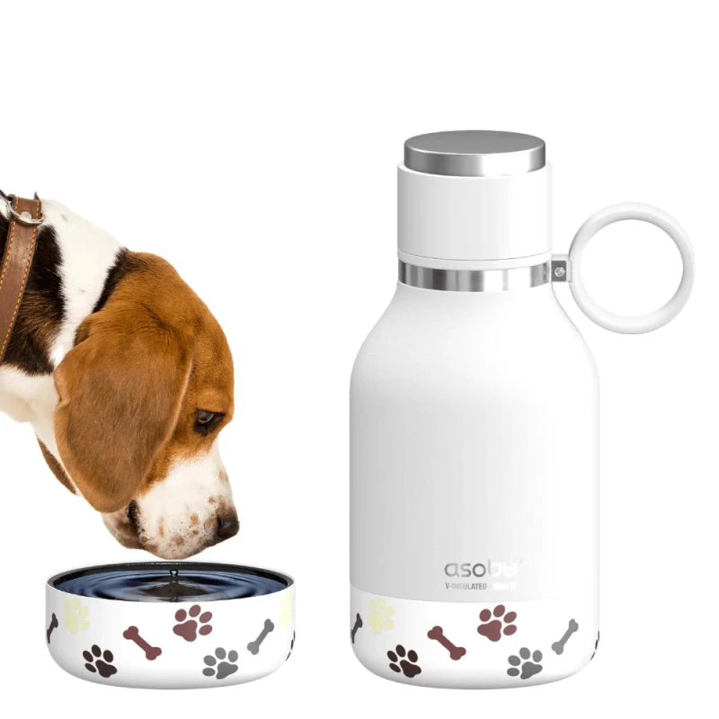 Image of asobu Tritan Water Bottle with Dog Bowl White 975ml White