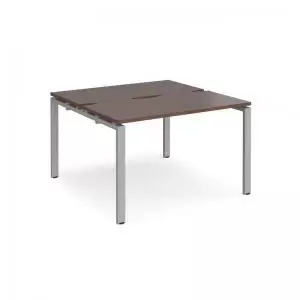 Image of Adapt back to back desks 1200mm x 1200mm - silver frame and walnut top