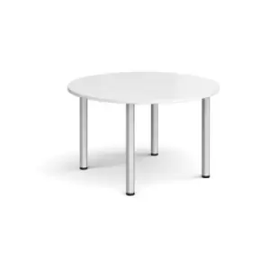 Image of Circular silver radial leg meeting table 1200mm - white