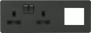 Image of KnightsBridge Screwless 13A 2G DP Socket + 2G Modular Combination Plate - Anthracite