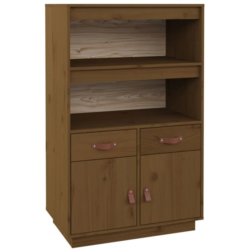 Image of Vidaxl Highboard Honey Brown 67X40X108.5cm Solid Wood Pine, Brown 820160