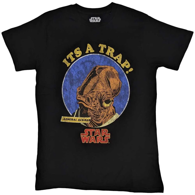 Image of Star Wars Ackbar It's A Trap T Shirt Black unisex
