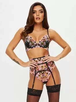 Image of Ann Summers Suspenders Wildflower Waspie - Black, Size S, Women