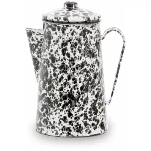 Image of White / Black Coffee Pot White Fancy Pot White Curved Handle And Shaped Mouth For Minimal Spillage Coffee and Tea Pot 1.0 Litre 11 x 22 x 15