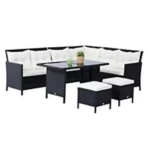 Image of Outsunny Rattan Sofa Set 860-025 Black, Cream-White