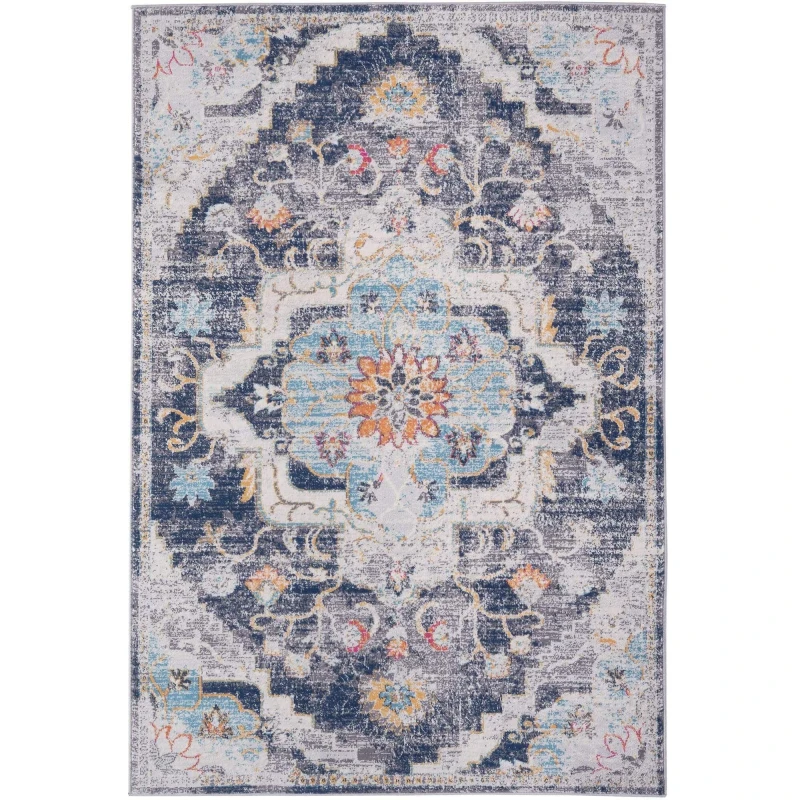 Image of THE RUGS Marrakech Multicolour Distressed Large Area Rug & Runner Living Room 470 Size: 200cm x 290cm Multicolor Unisex 200cm x 290 cm