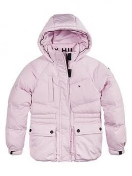 Image of Tommy Hilfiger Girls Waisted Sporty Padded Coat - Pink