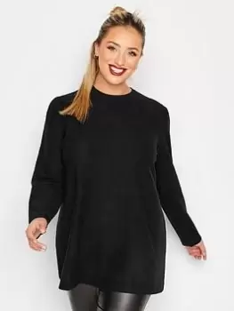 Image of Yours Soft Touch Frill Sleeve Top - Black, Size 16, Women