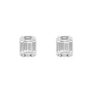 Image of 18ct White Gold 0.34ct Diamond Baguette Cut Cluster Stud Earrings