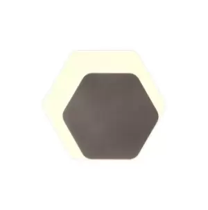 Image of Magnetic Base Wall Lamp, 12W LED 3000K 498lm, 15, 19cm Horizontal Hexagonal Right Offset, Coffee, Acrylic Frosted Diffuser