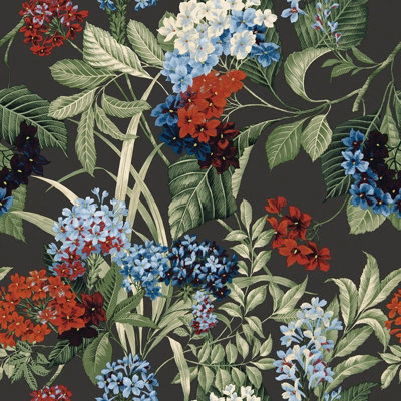 Image of Belgravia Decor Misaki Charcoal/balck Floral Wallpaper 2320