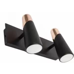 Image of Lao Black copper wall lamp 2 bulbs