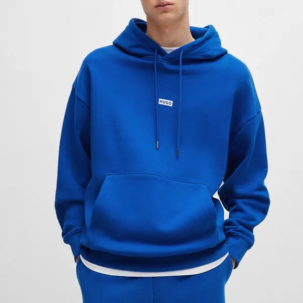 Image of HUGO Blue Nazardo Cotton Hoodie - M Blue Hoodies and Sweatshirts male 50510724-493 M
