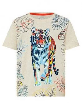 Image of Monsoon Boys Oatmeal Tiger T-Shirt - Oatmeal