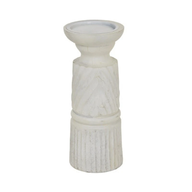 Image of Medium White Carved Candle Holder