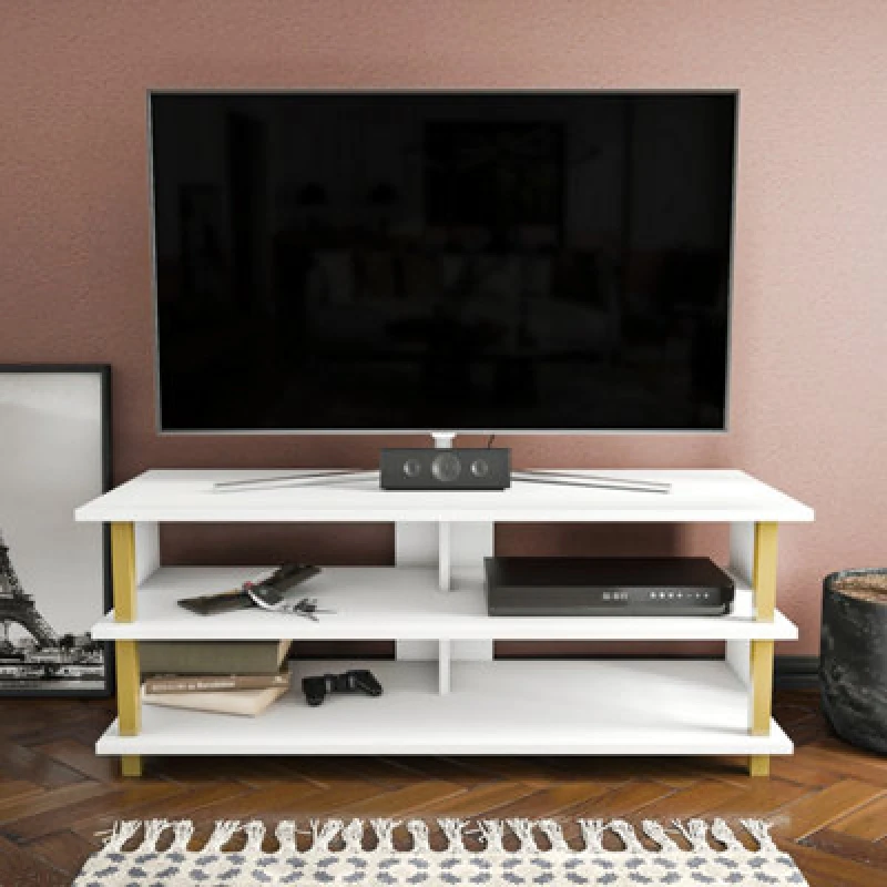 Image of Decorotika Pueblo TV Stand TV Unit for TV's up to 55" Off White
