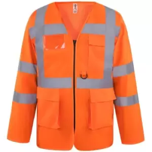 Image of Yoko Mens Executive Hi-Vis Long Sleeve Safety Waistcoat (Pack of 2) (M) (Hi Vis Orange)