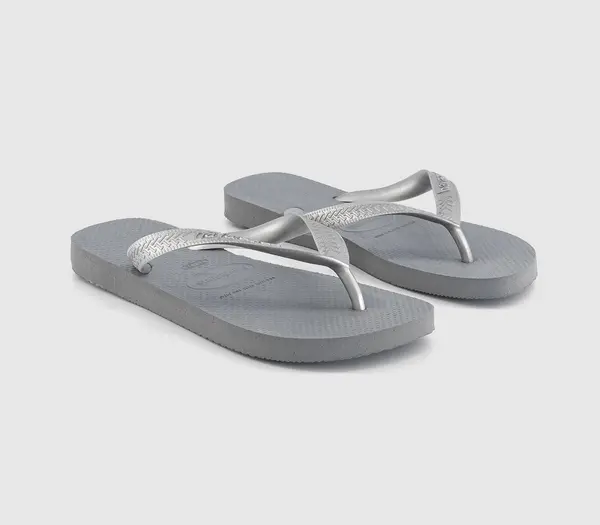Image of Havaianas Womens Top Tiras Flip Flops Steel Grey, 3/4
