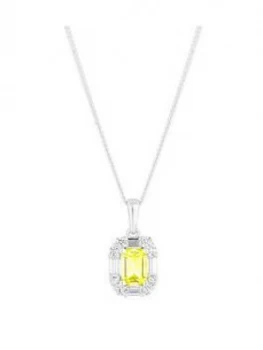 Image of Simply Silver Sterling Silver Yellow Cubic Zirconia Emerald Cut Necklace