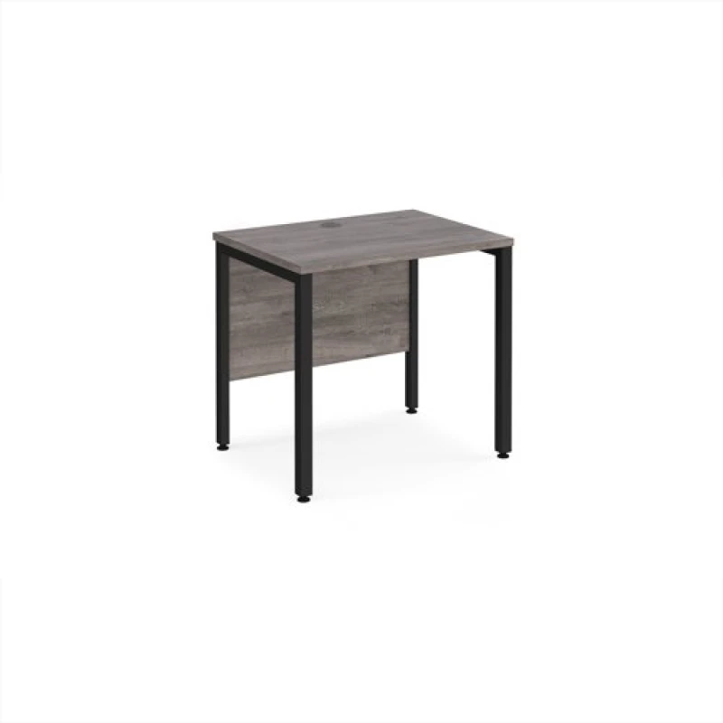 Image of Maestro 25 Straight Office Desk Black Leg Frame and Grey Oak Table Top - 800x600mm
