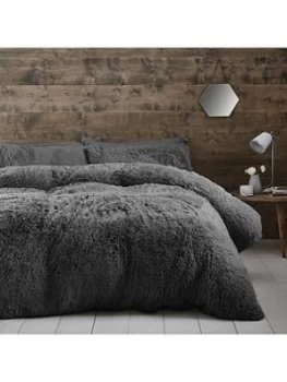 Image of Catherine Lansfield Cuddly Faux Fur Fleece Duvet Set - Db