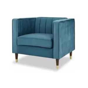 Image of Thomas V2 Blue Velvet 1 Seater Sofa
