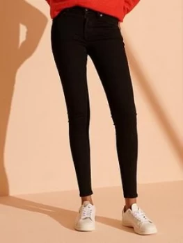 Image of Superdry Mid Rise Skinny Jeans - Black, Size 24, Inside Leg 30, Women