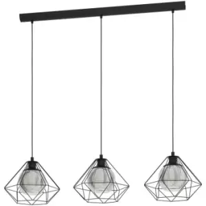Image of Eglo Vernham 3 Lamp Straight Bar Pendant Ceiling Light Black
